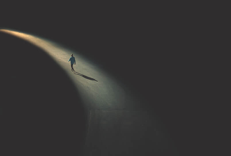Dedicated man walking alone